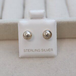 S925 6mm Ball Stud Earrings Sterling Silver Kids/Men/Women